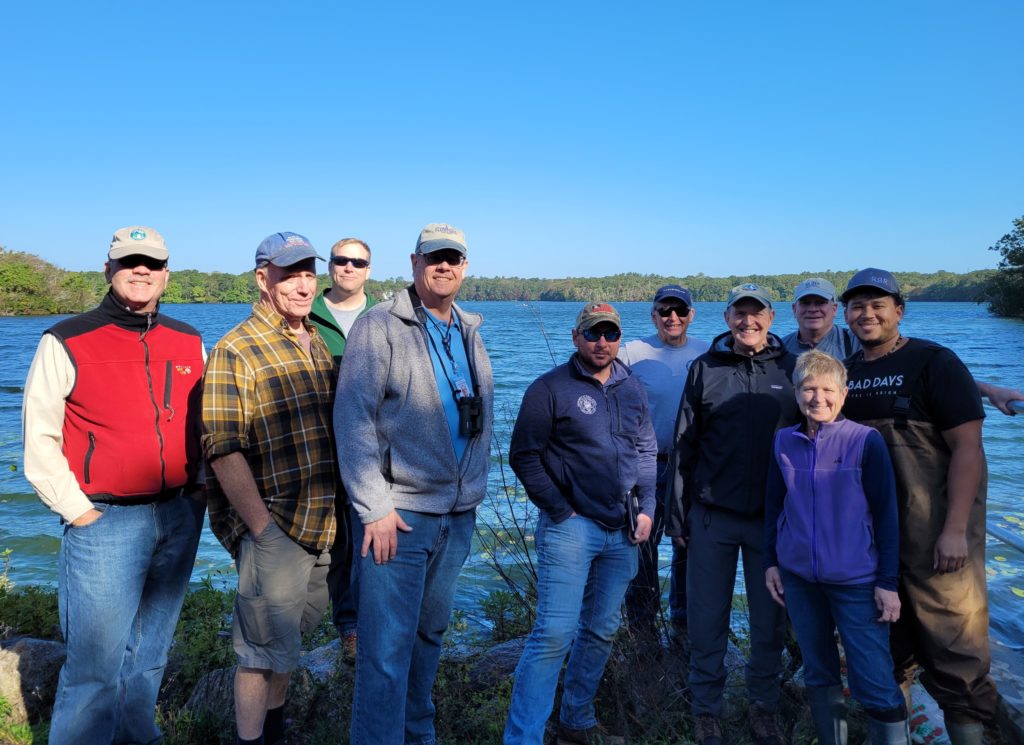 Kris Clark with several others at the Santuit Pond Fish Ladder